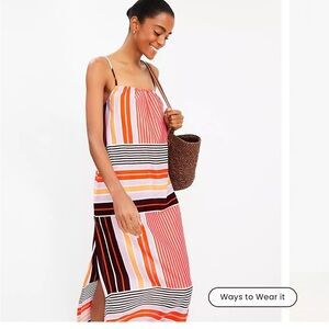 LOFT Beach Striped
Crisscross Back Maxi Dress medium NWT